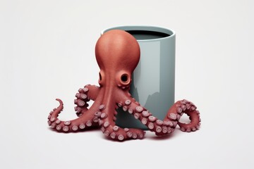Wall Mural - An octopus sitting next to a cup of coffee
