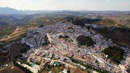 Wall Mural - Aerial view of the old white town, Olvera in Cadiz, Spain