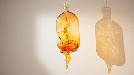 Poster -  a bottle of liquid being poured into a glass bottle with a dropper.  generative ai