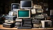© PixelPaletteArt - A collection of old electronic devices such as computers, phones, and tablets, exemplifying the need for electronic waste recycling.