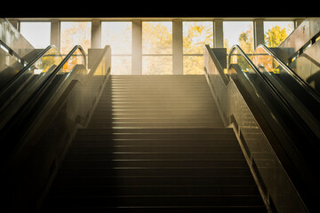 empty staircase with escalator for background