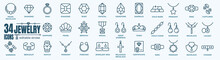 Jewelry Line Icon Set. Included Icons As Gems, Gemstones, Jewel, Accessories, Ring And More.Outline Icons Collection. Simple Vector Illustration.