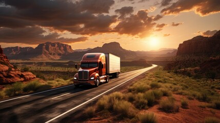 Wall Mural - Truck is transporting goods in the USA