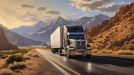 Wall Mural - Truck is transporting goods in the USA