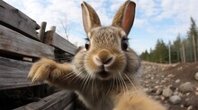 Selfie Of A Rabbit In The Park, Generative AI