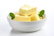 Healthy fresh butter in a bowl on a white background