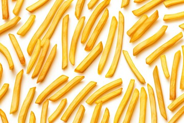 Wall Mural - Seamless pattern of isolated potato fries on white background
