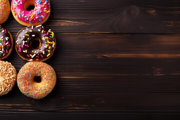 Sticker - Text space with donuts on a wooden surface