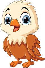 Sticker - Cartoon little eagle on white background