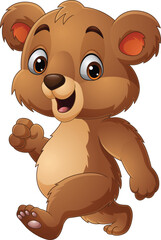 Sticker - Cartoon funny little bear walking