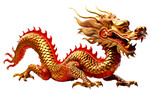 Red golden chinese dragon, PNG