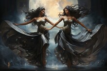 Graceful Moonlit Dancers, Moving In Perfect Synchrony With The Celestial Rhythms - Generative AI