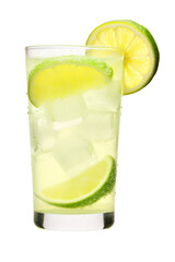 Wall Mural - A glass of chilled lemon tea drink on a transparent white background