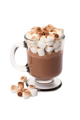 Wall Mural - Cup of coffee filled with marshmallows on a transparent white background