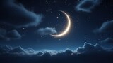 Fototapeta  - Night sky with moon and stars UHD wallpaper Stock Photographic Image