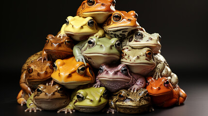 Wall Mural - a bright assorted stack of swamp frogs, the summer collection, Generative AI