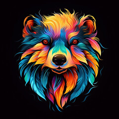 Wall Mural - colorful bear head on white background