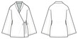 © aiven studio - Women's Kimono Cardigan lat technical fashion illustration. Kimono vector template illustration. front and back view. regular fit. drop shoulder. Women's. white color. CAD mockup.