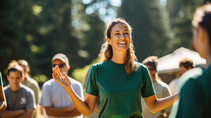 Portrait of a happy helpful female volunteer. Humanitarian aid and volunteering concept.