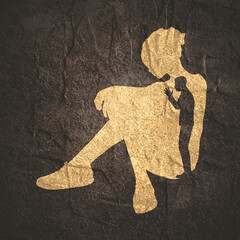 Wall Mural - Silhouette of man in prayer pose. Man asking woman to marry or forgive him. Couple relationships