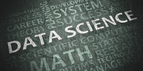 Wall Mural - data science typography graphic work, consisting of important words and concepts.