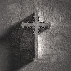 Wall Mural - Christian cross. Concrete wall. Religion concept illustration.