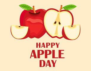 Wall Mural - Happy Apple Day vector. Vector apple icon with the inscription Happy Apple Day. Celebrating Apple Day October 21.