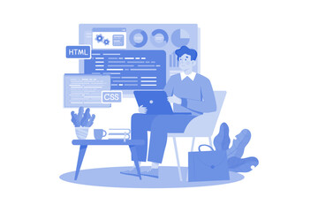 Wall Mural - app development concept with laptop