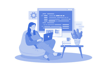 Wall Mural - woman programmer working on a new project