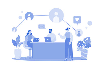 Wall Mural - employees engaged in teamwork at a corporate meeting