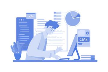 Wall Mural - engineer it specialist programmer man work at home