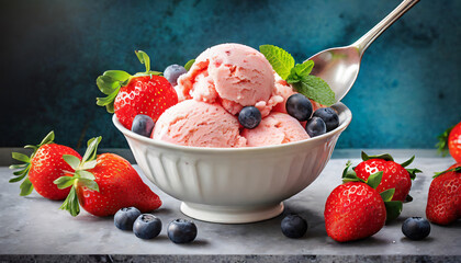 Berry Sweetness: Tempting Strawberry Ice Cream in a Bowl