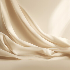 Wall Mural - empty curtains stage light on beige background texture. mock up product display podium with generati