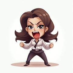 Wall Mural - Angry Female Employee in Vector Art