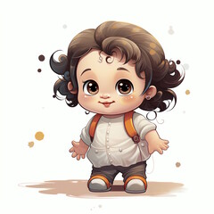 Wall Mural - Cute Baby Girl Cartoon Character Vector