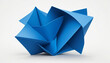 Abstract blue folded shape isolated on white background