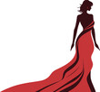 silhouette of a beautiful woman in red dress vector illustration