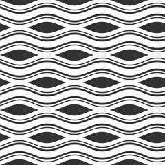 Wall Mural - Wavy lines seamless vector pattern. Modern geometric seamless background. Simple flat style black and white background.