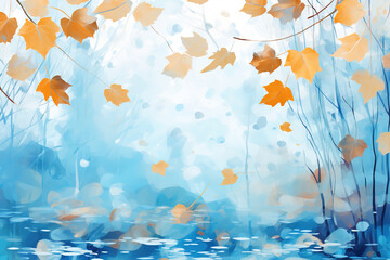 Sticker - Background in a soft baby blue shade for autumn