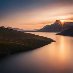 Wall Mural - sunset over the mountains