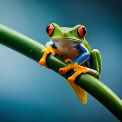 Wall Mural - red eyed tree frog on a leaf