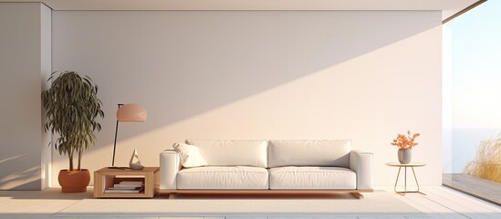 Poster - Contemporary home design featuring stylish living room furniture With copyspace for text