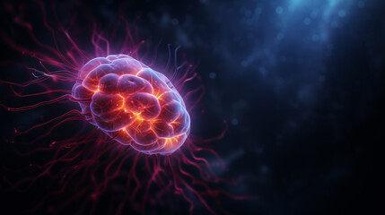 Wall Mural - The human brain: A source of energy flashes, exploring the concept of brain power