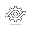 System integration symbol. Technical solutions in industry. Automation system and operating. Editable Stroke. EPS 10