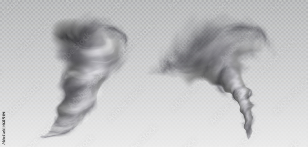 Powerful tornado whirlwinds set isolated on transparent background ...