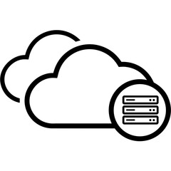 Cloud storage icon symbol vector image. Illustration of the database server hosting cloud system digital design image