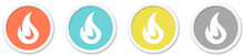 Feuer Icon - Symbol Auf 4 Runden Buttons