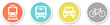 Mobilität mit Verkehrsmitteln Icon - Symbol auf 4 runden Buttons