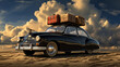 Black car roof luggage vacation