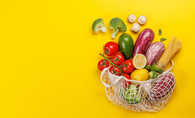 Wall Mural - Mesh bag filled with a variety of vegetables